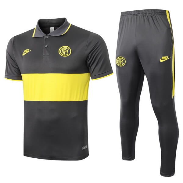 Polo Inter Milan Ensemble Complet 2019-20 Gris Jaune